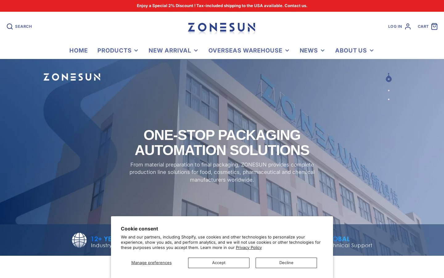 ZONESUN homepage screenshot
