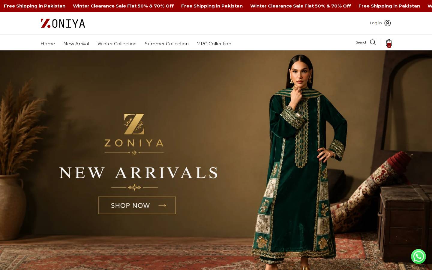 Zoniya homepage screenshot