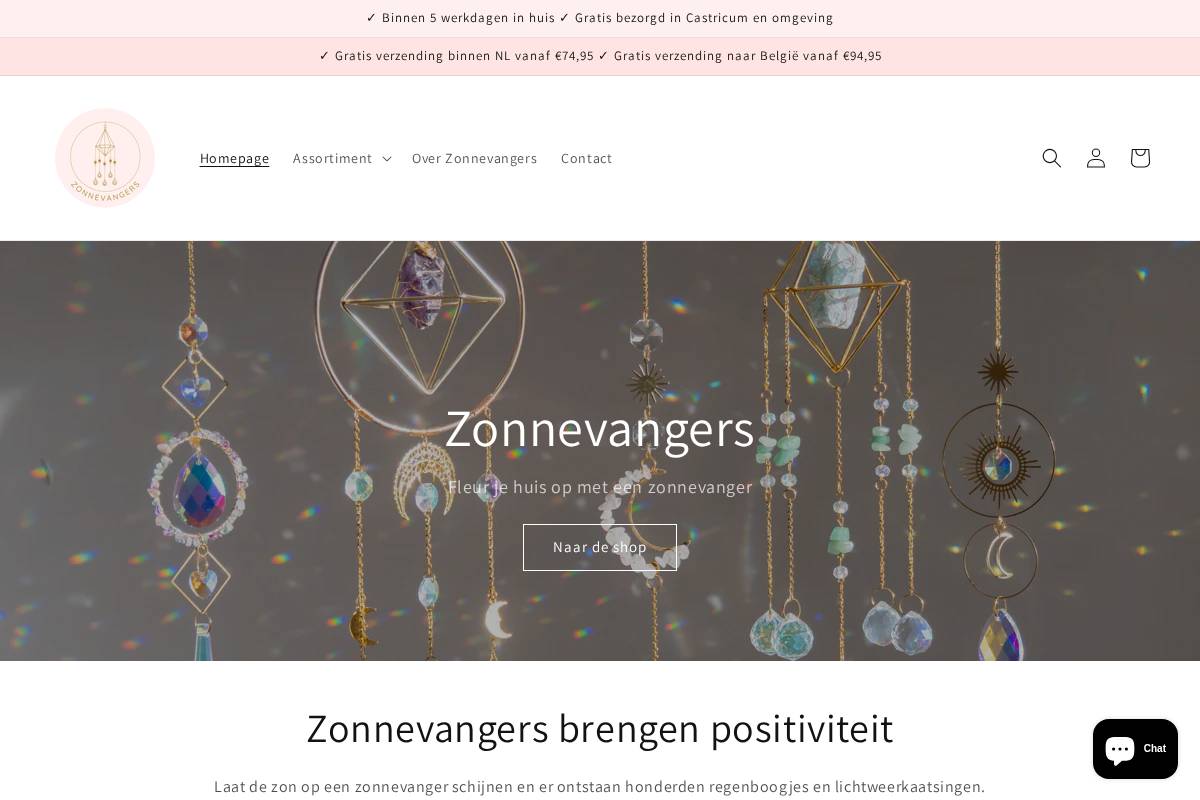 Zonnevangers homepage screenshot