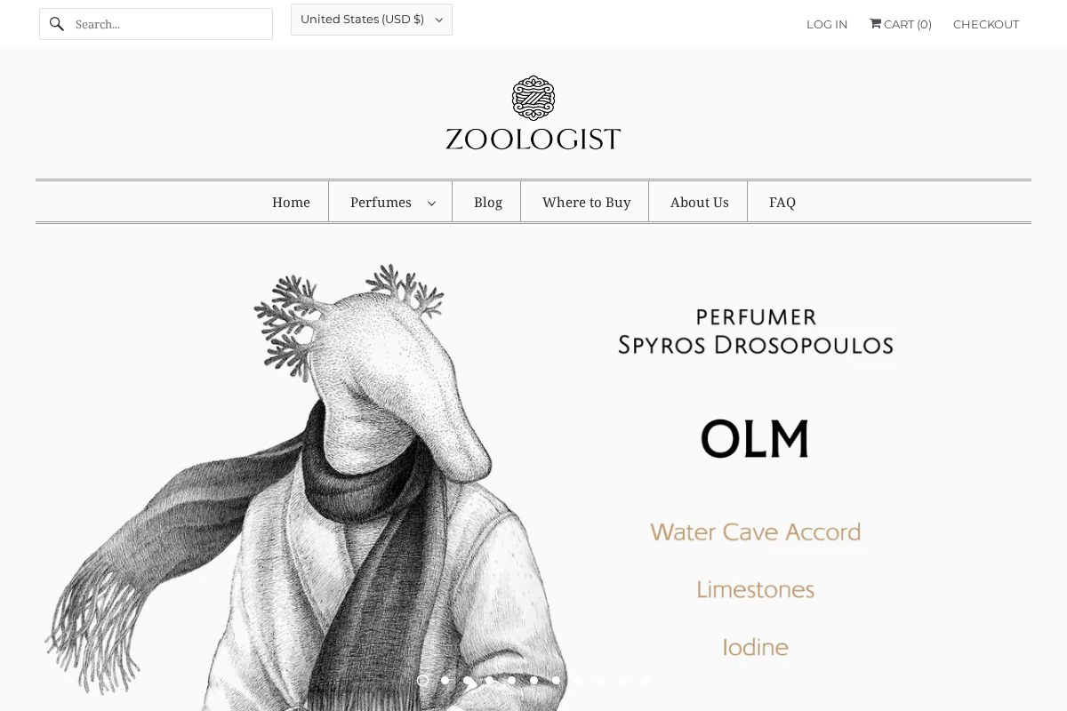zoologistperfumes.com homepage screenshot