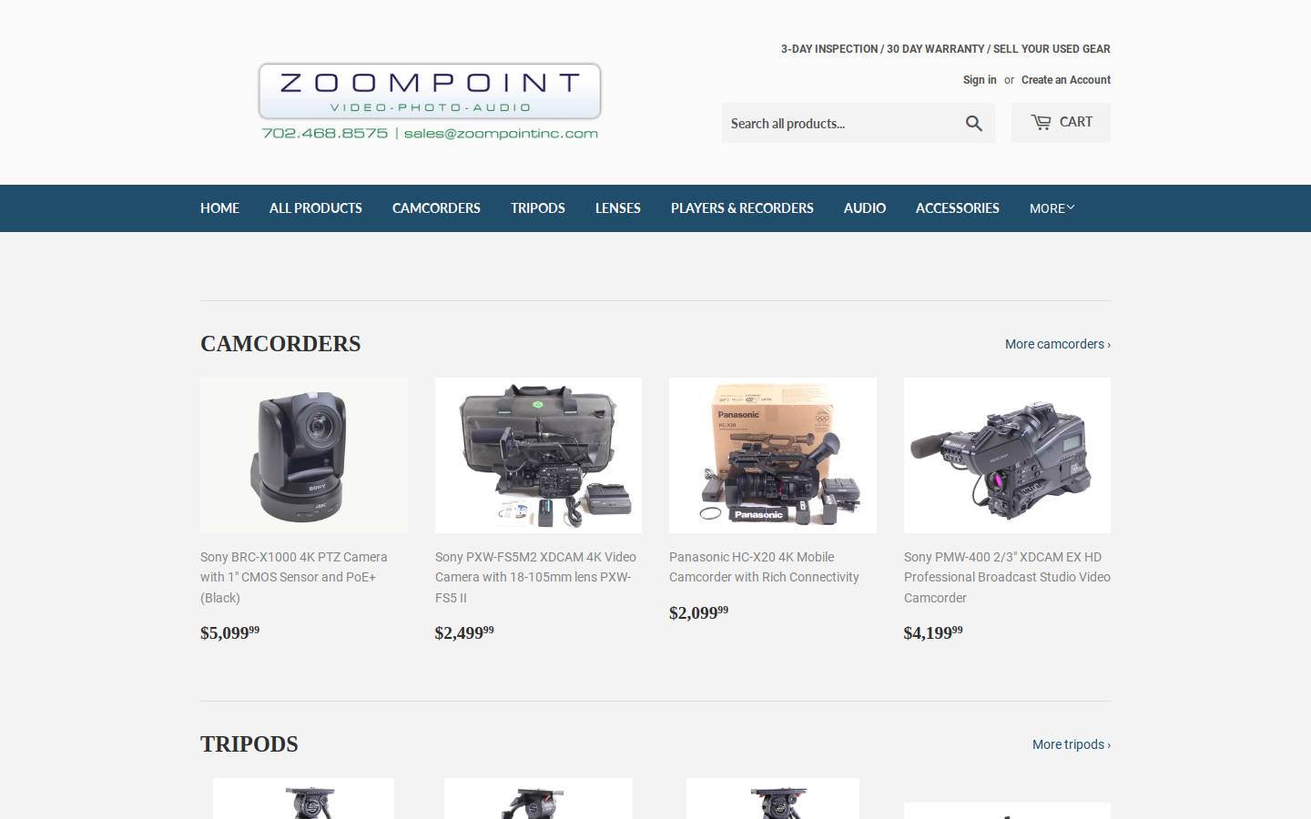 zoompointstore.com homepage screenshot