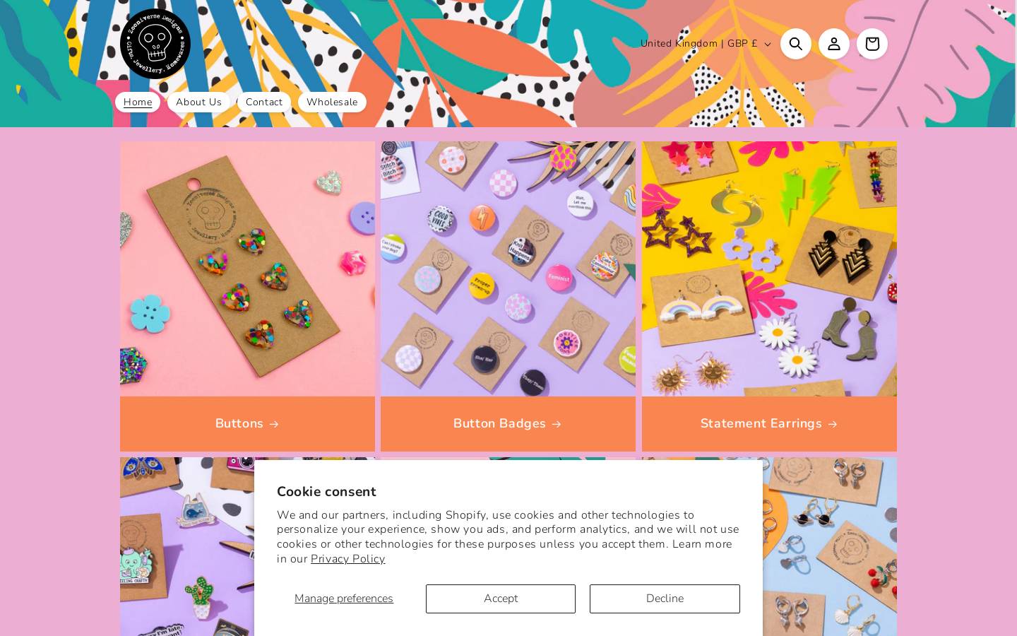 Zooniverse Designs homepage screenshot