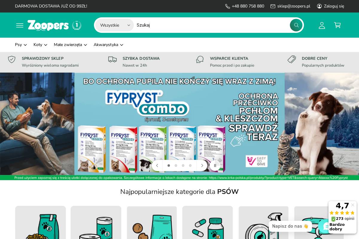 zoopers.pl homepage screenshot