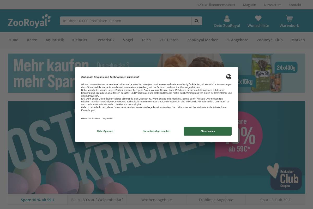 Zooroyal homepage screenshot
