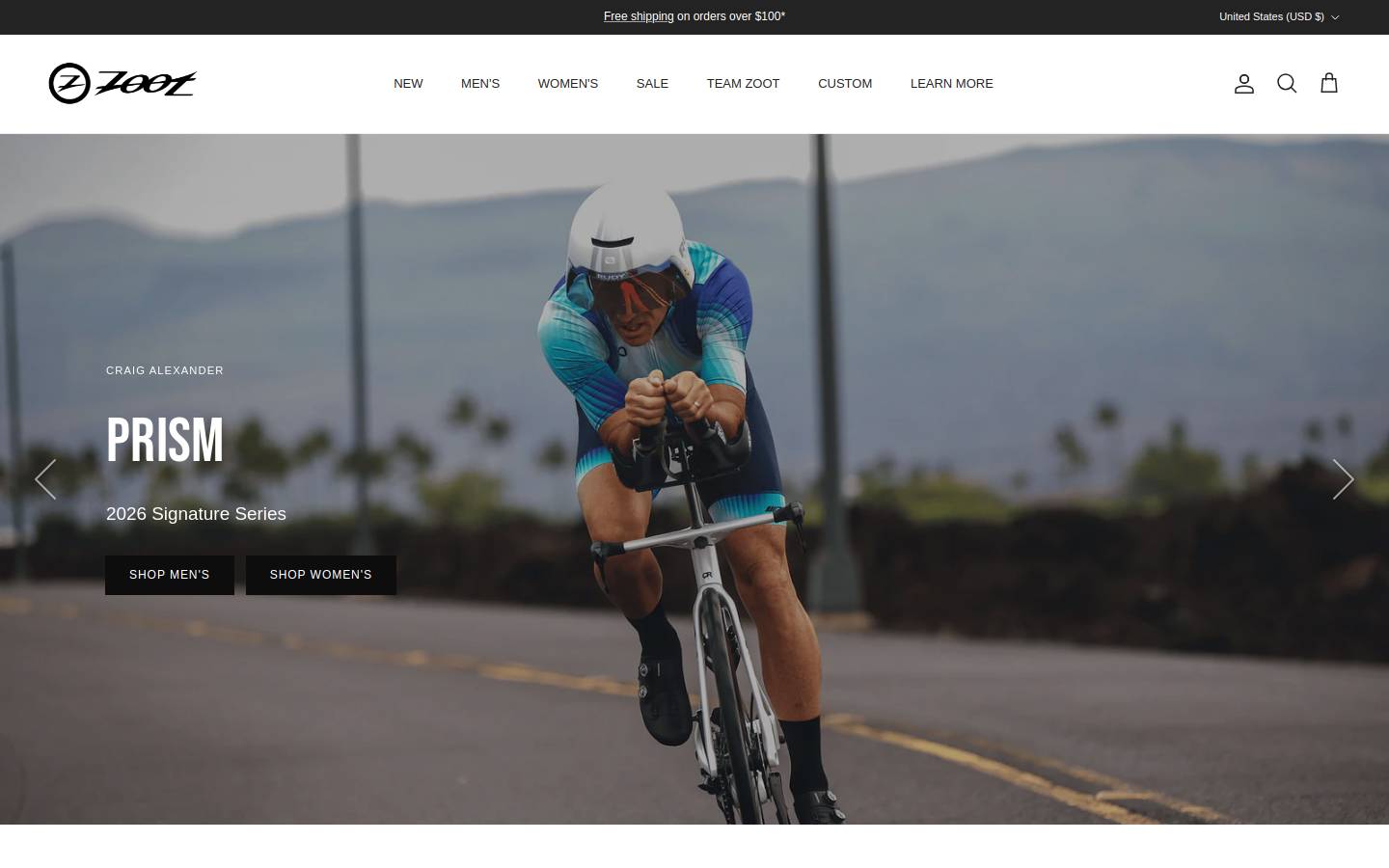 Zoot Sports homepage screenshot