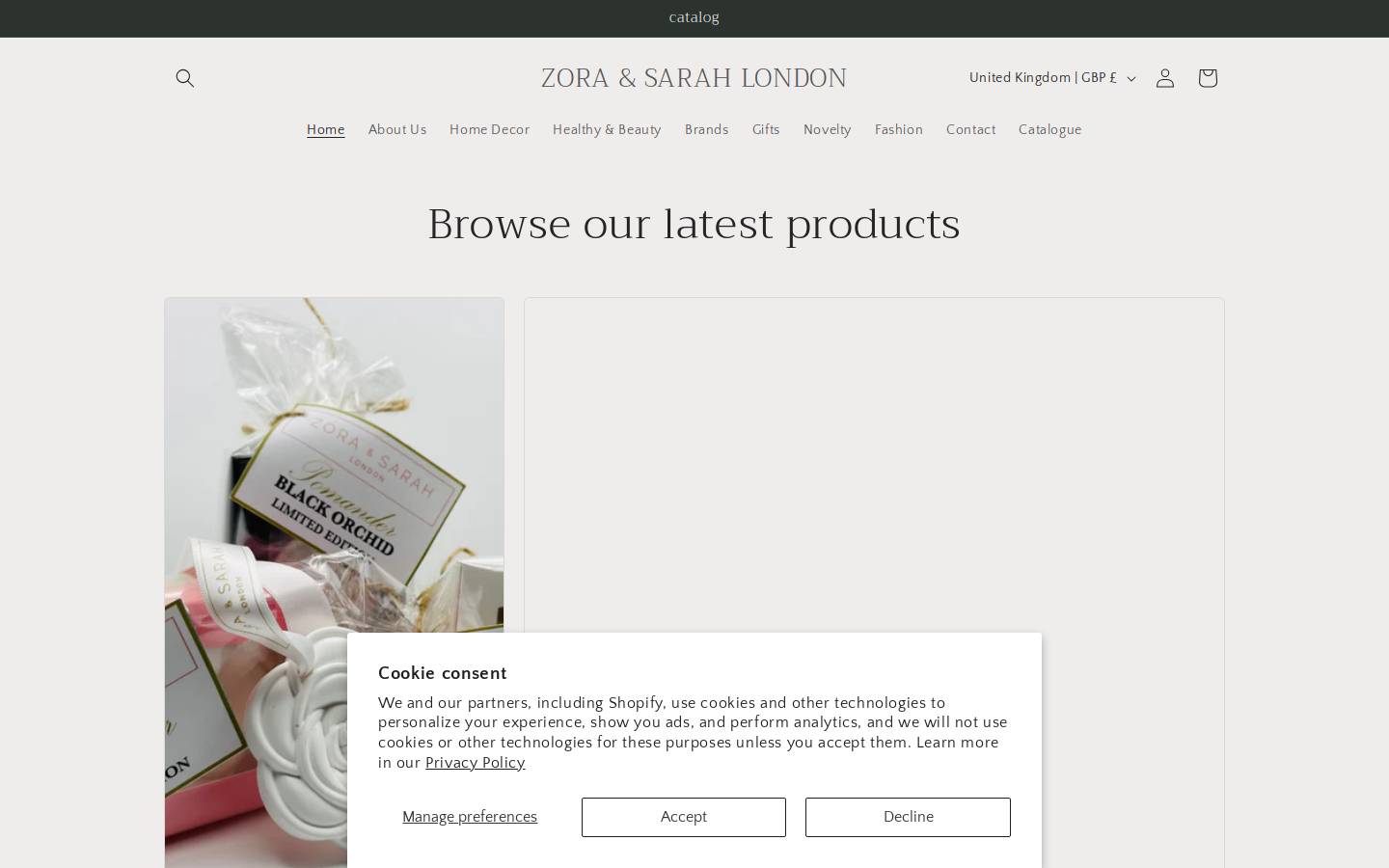 Zora & Sarah London homepage screenshot