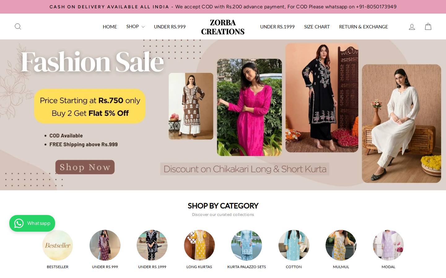 zorbacreations.com homepage screenshot