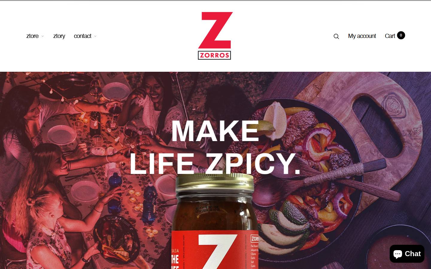 zorrosfoods.com homepage screenshot