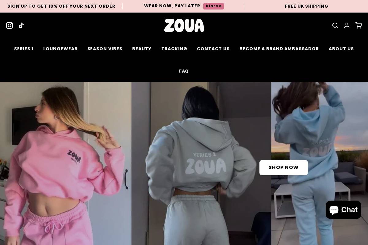 Zoua homepage screenshot
