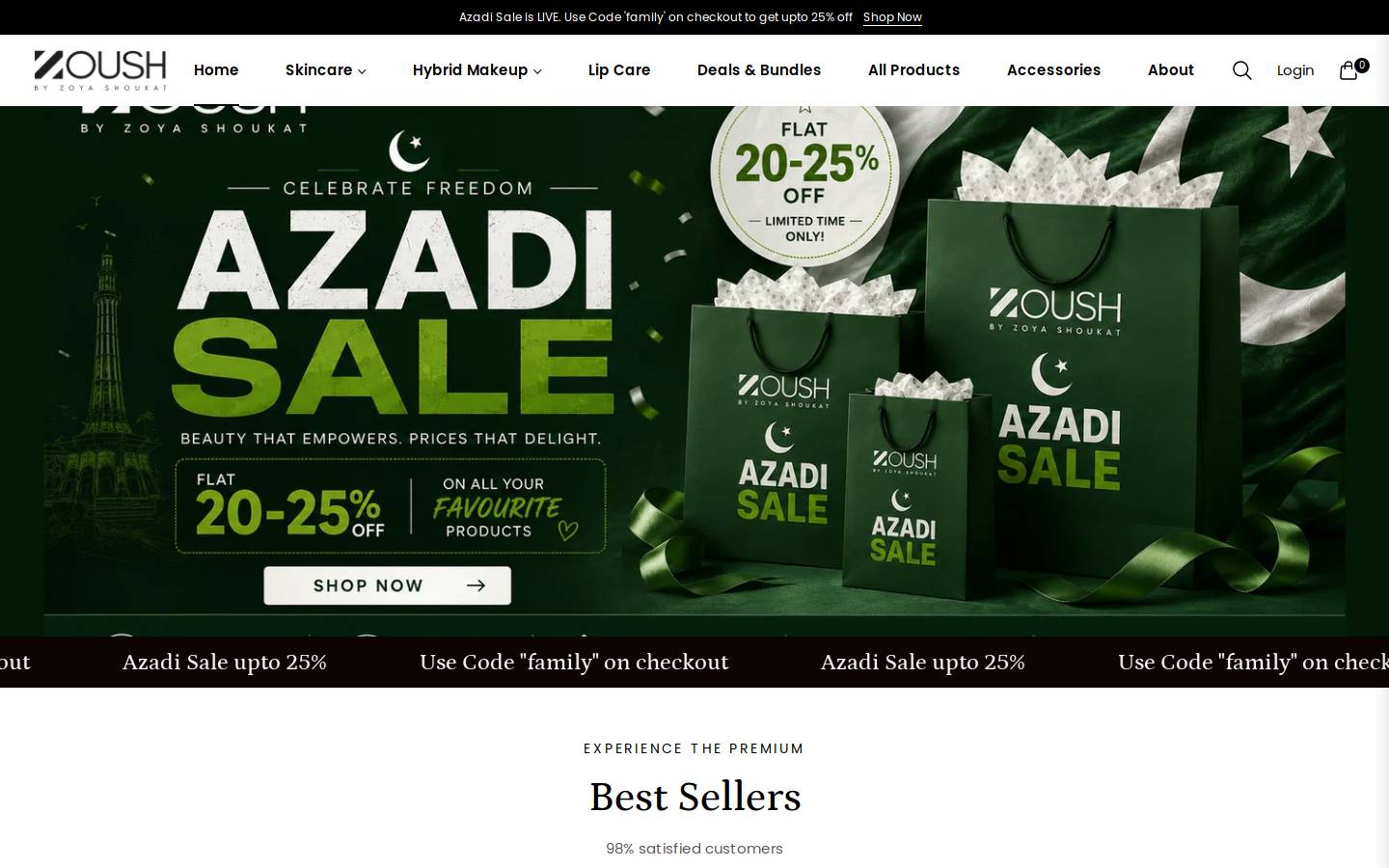 Zoushbeauty homepage screenshot