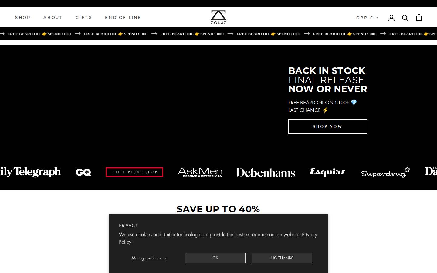 ZOUSZ homepage screenshot