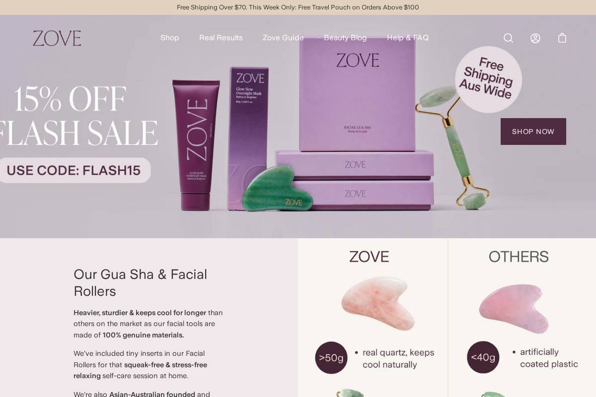 zovebeauty.com.au homepage screenshot