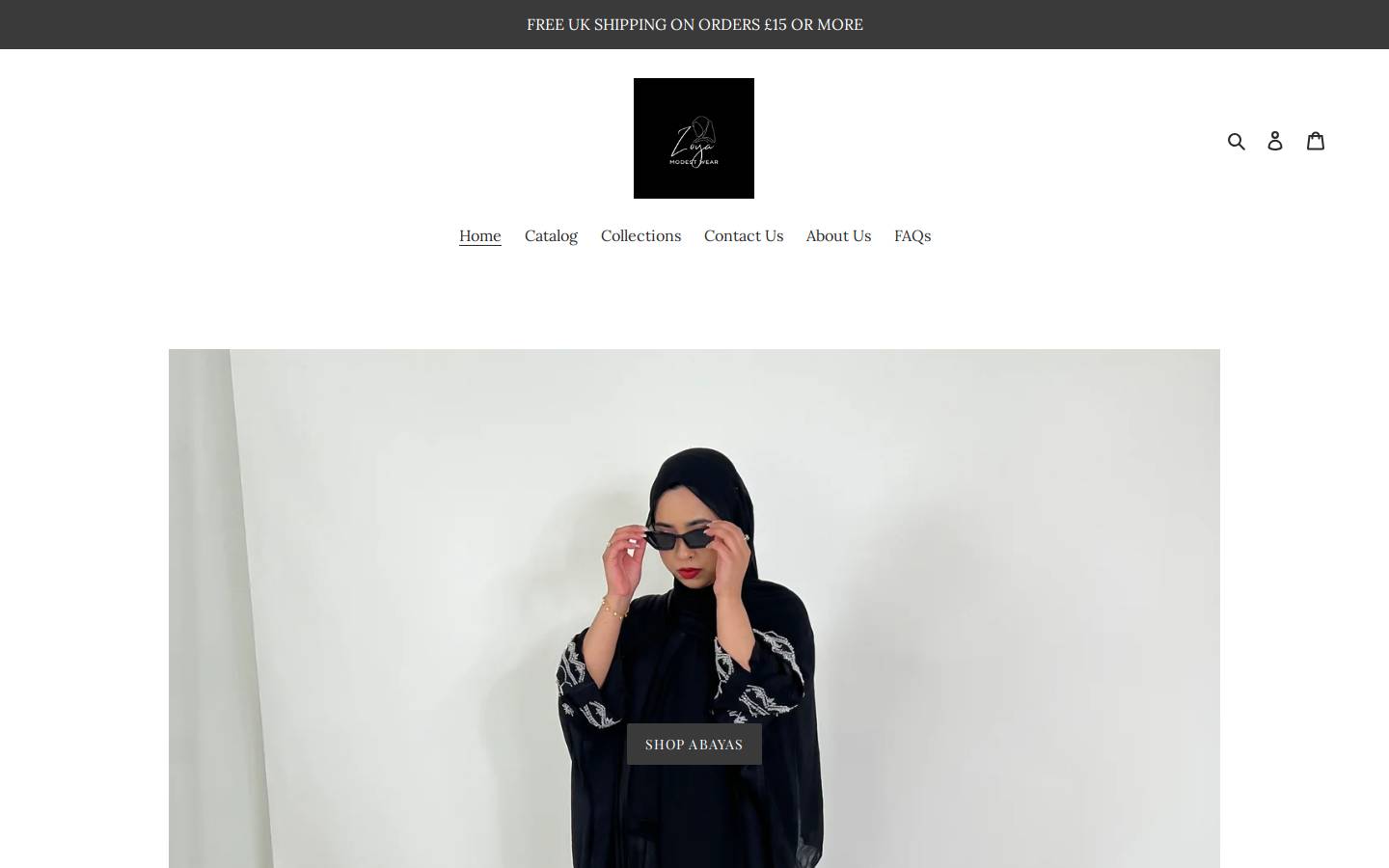 zoyamodestwear.com homepage screenshot