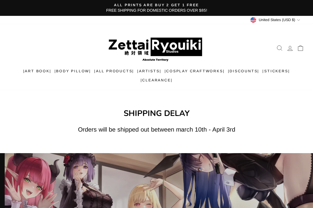Zettai Ryouiki Studios homepage screenshot