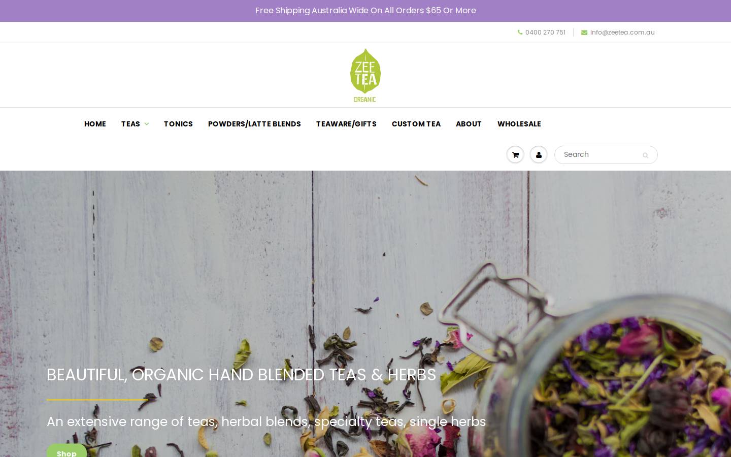 ztea.com.au homepage screenshot