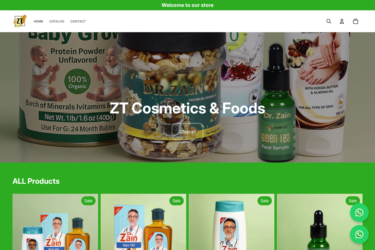 ztonlinestore.com homepage screenshot