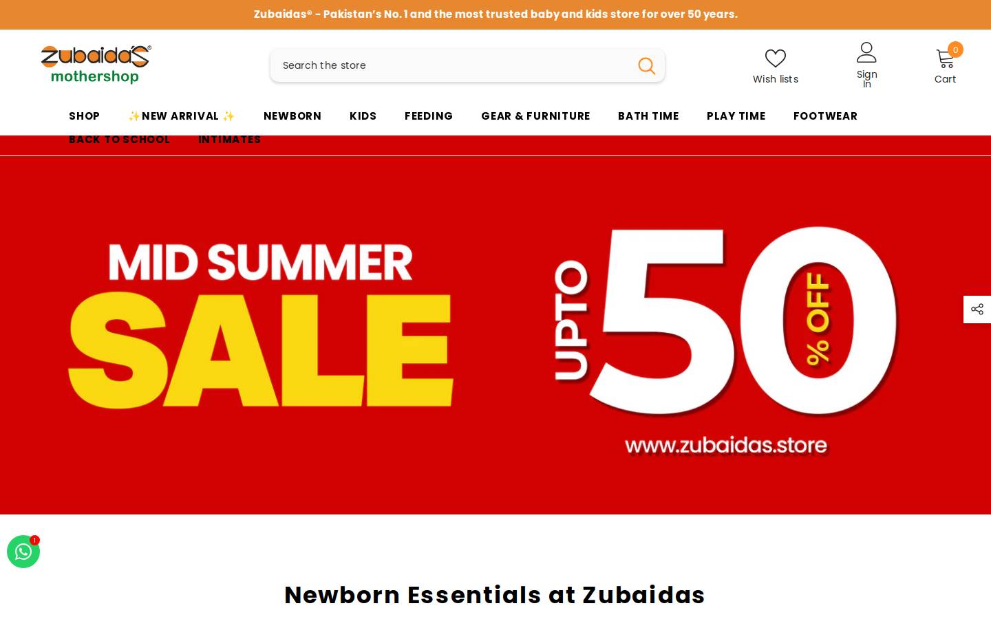 zubaidas.store homepage screenshot