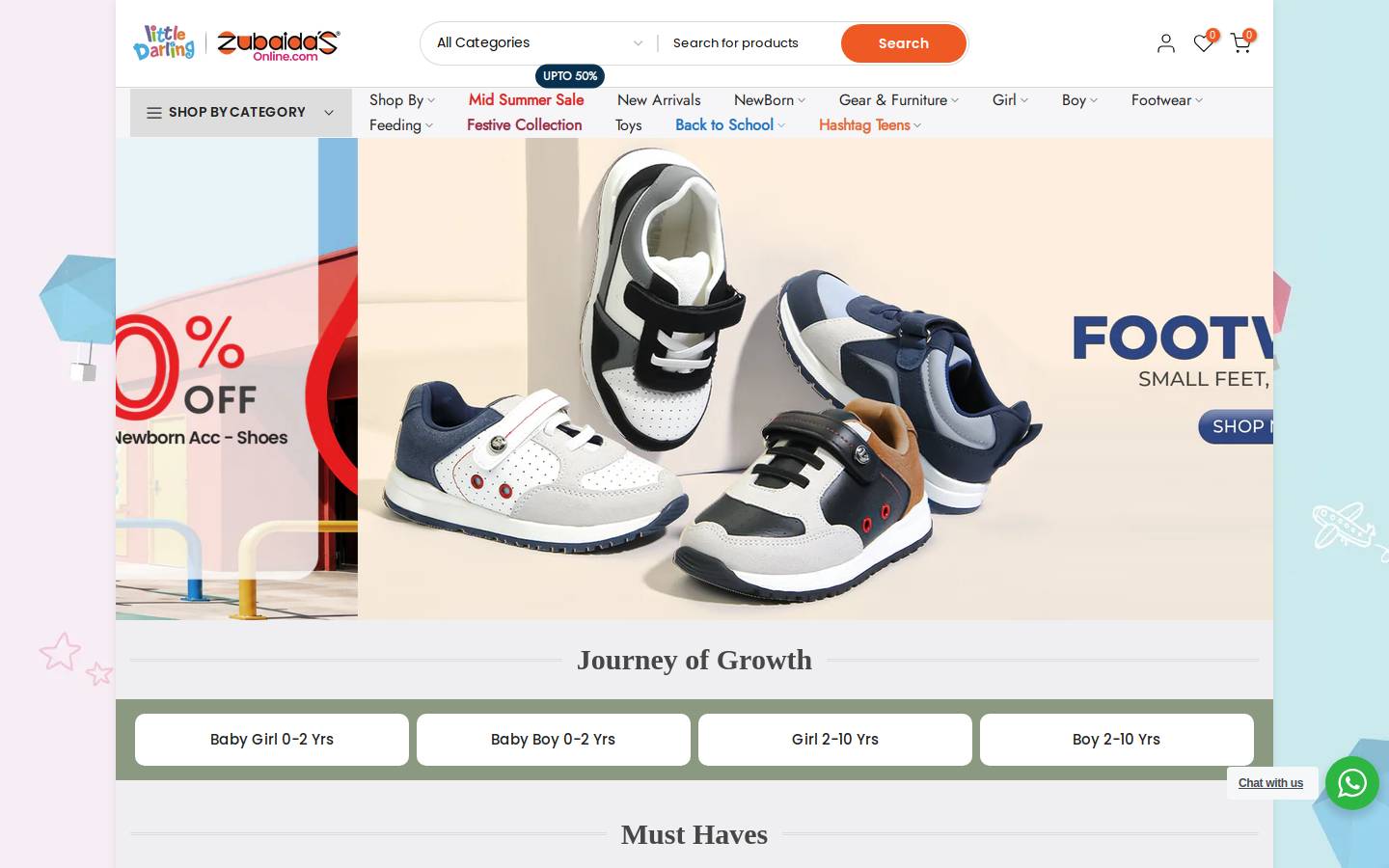 zubaidasonline.com homepage screenshot