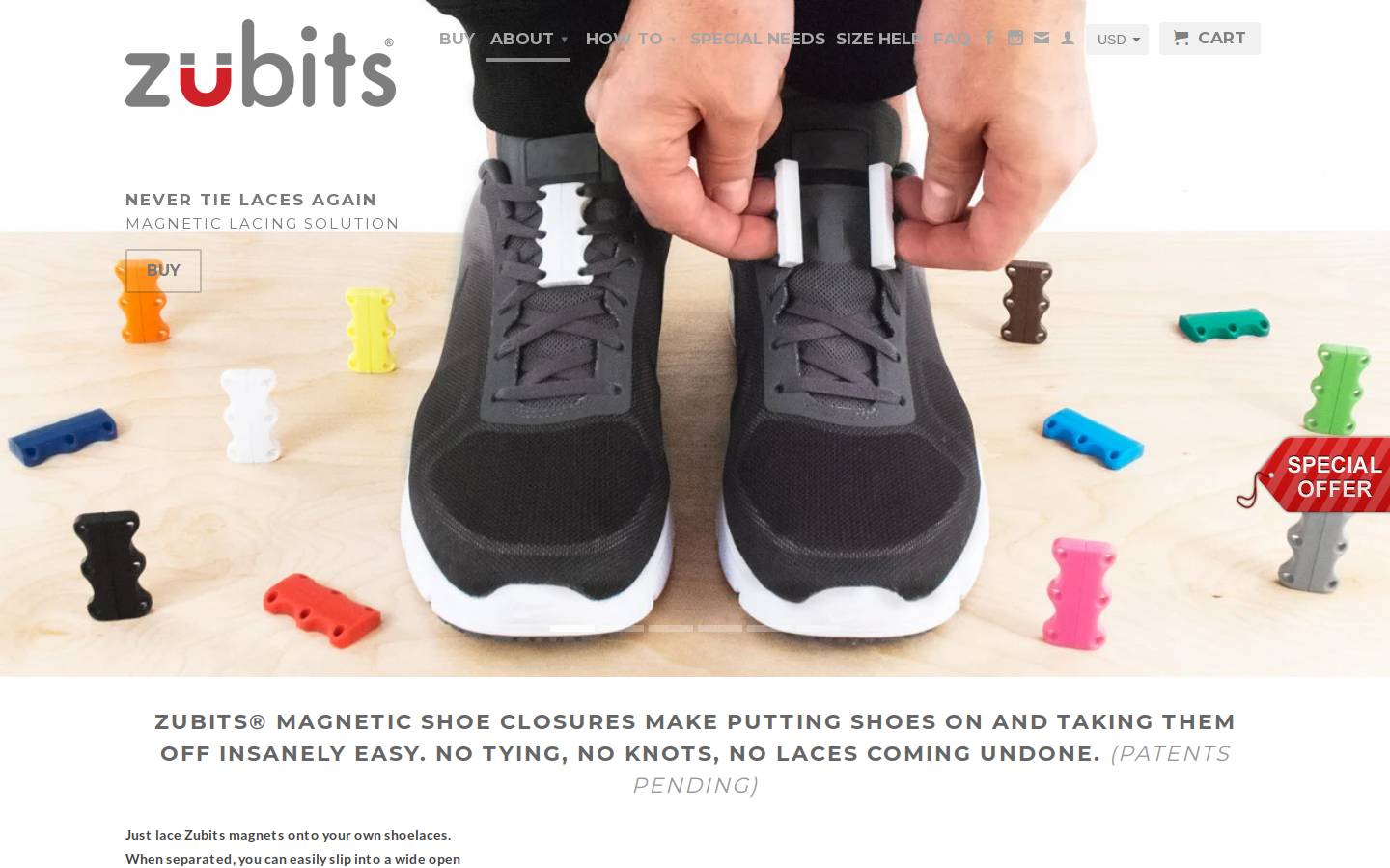 zubits homepage screenshot