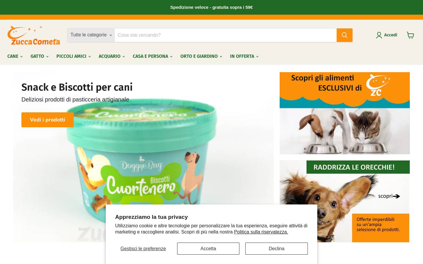 zuccacometa.com homepage screenshot