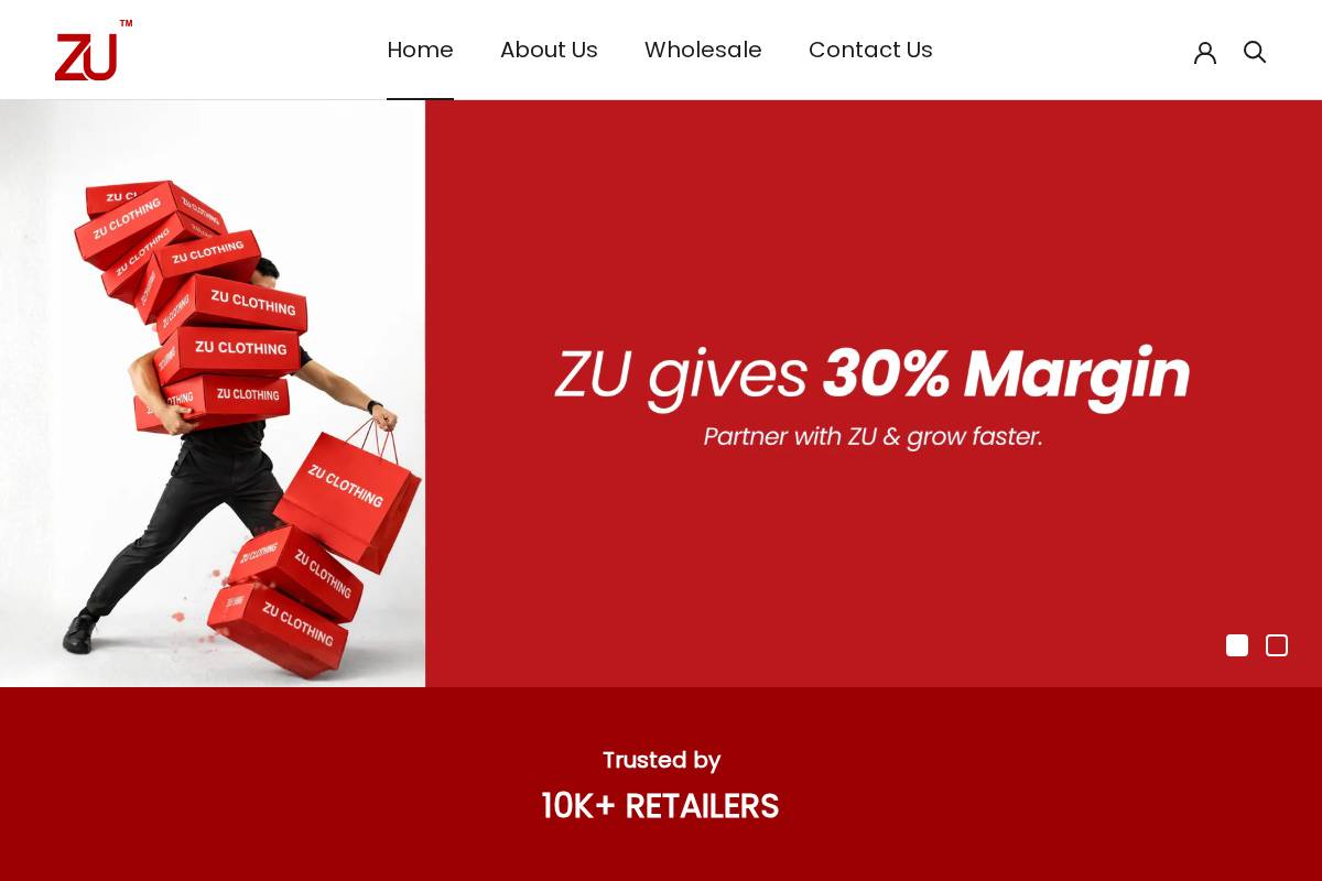 zuclothing.com homepage screenshot