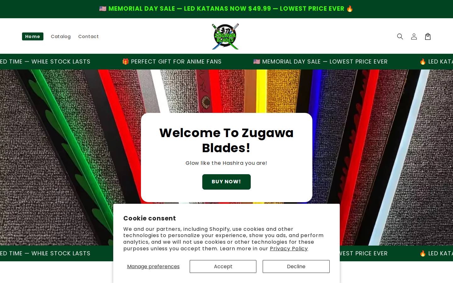 Zugawablades homepage screenshot