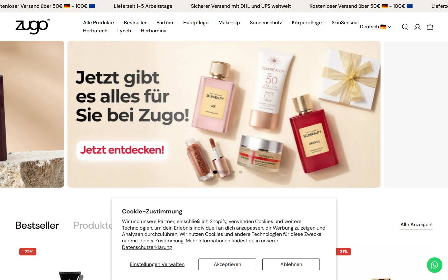 zugoshop.com homepage screenshot