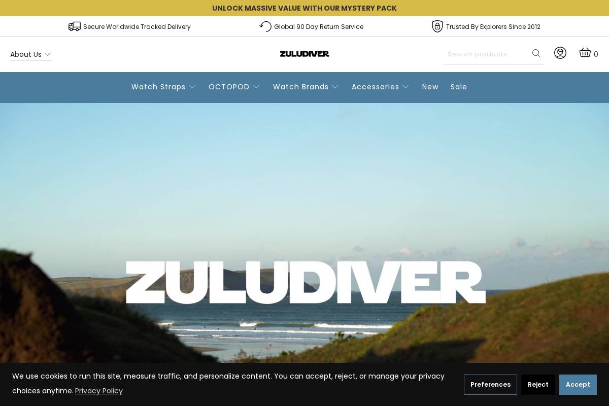 ZULUDIVER homepage screenshot