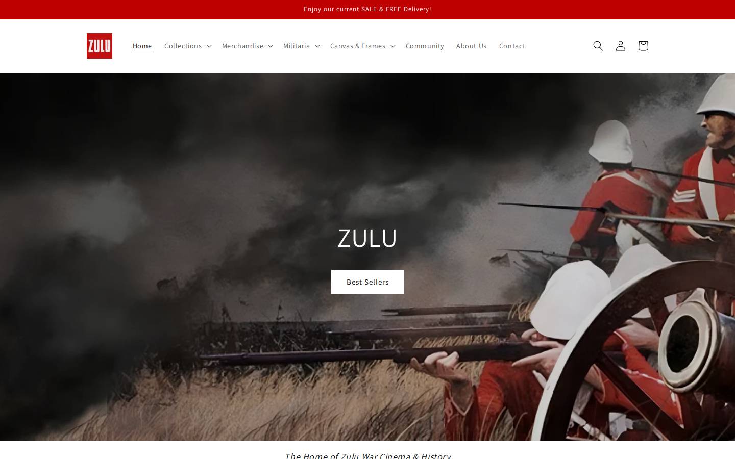 zuluwarstore.com homepage screenshot