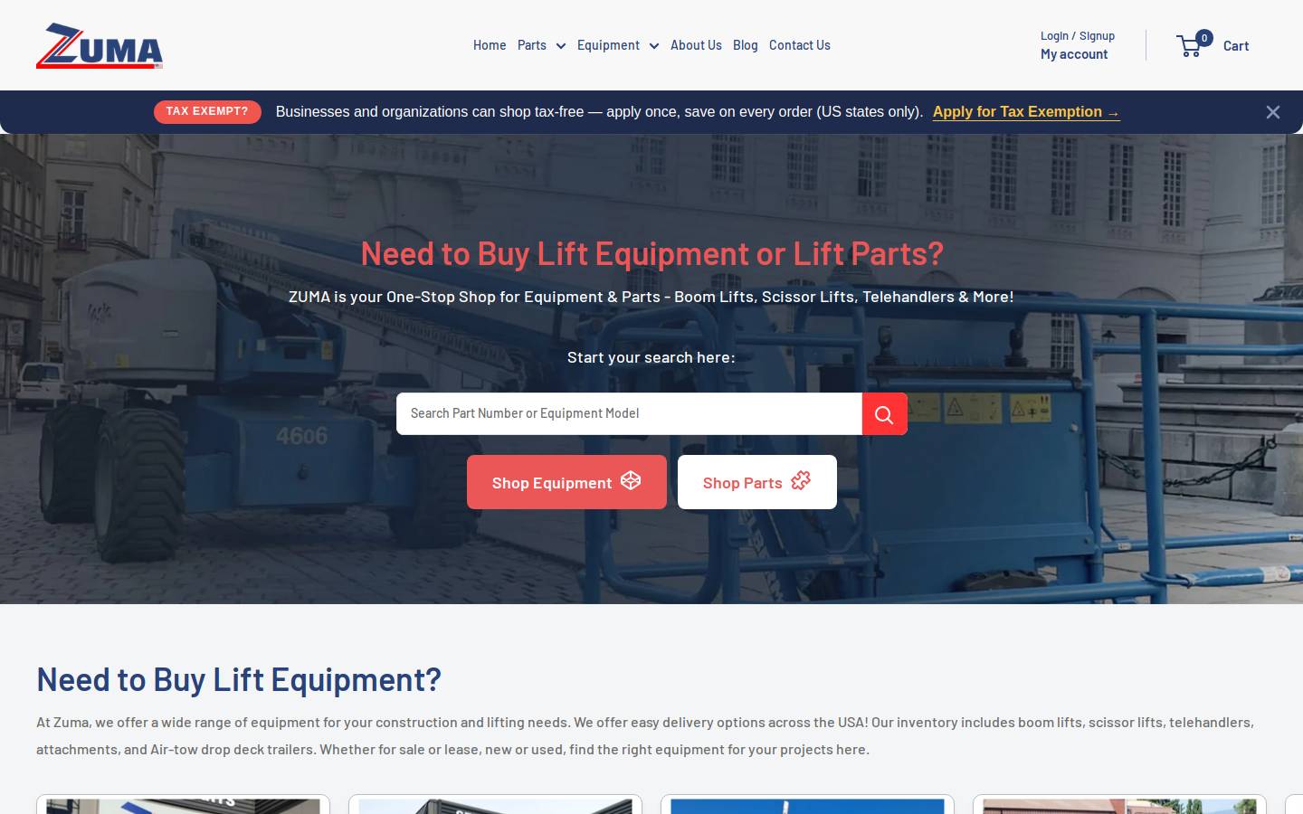 Zuma Sales LLC homepage screenshot