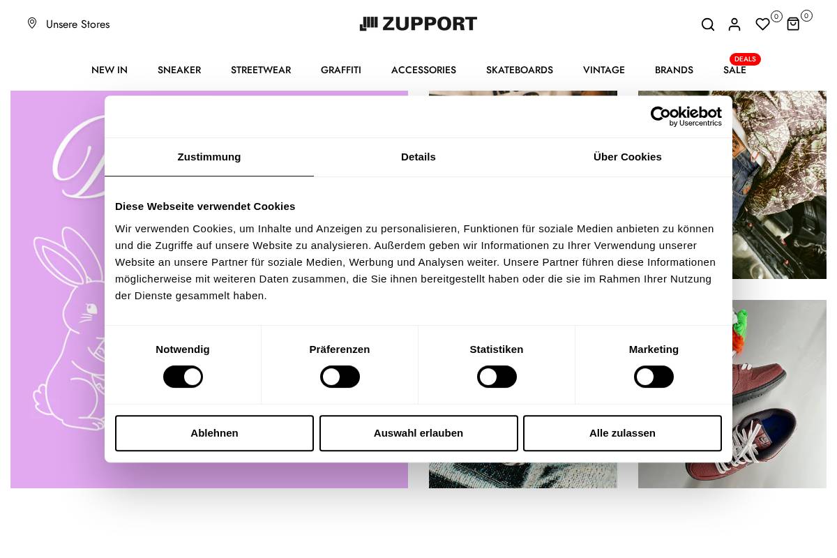 ZUPPORT-Store homepage screenshot