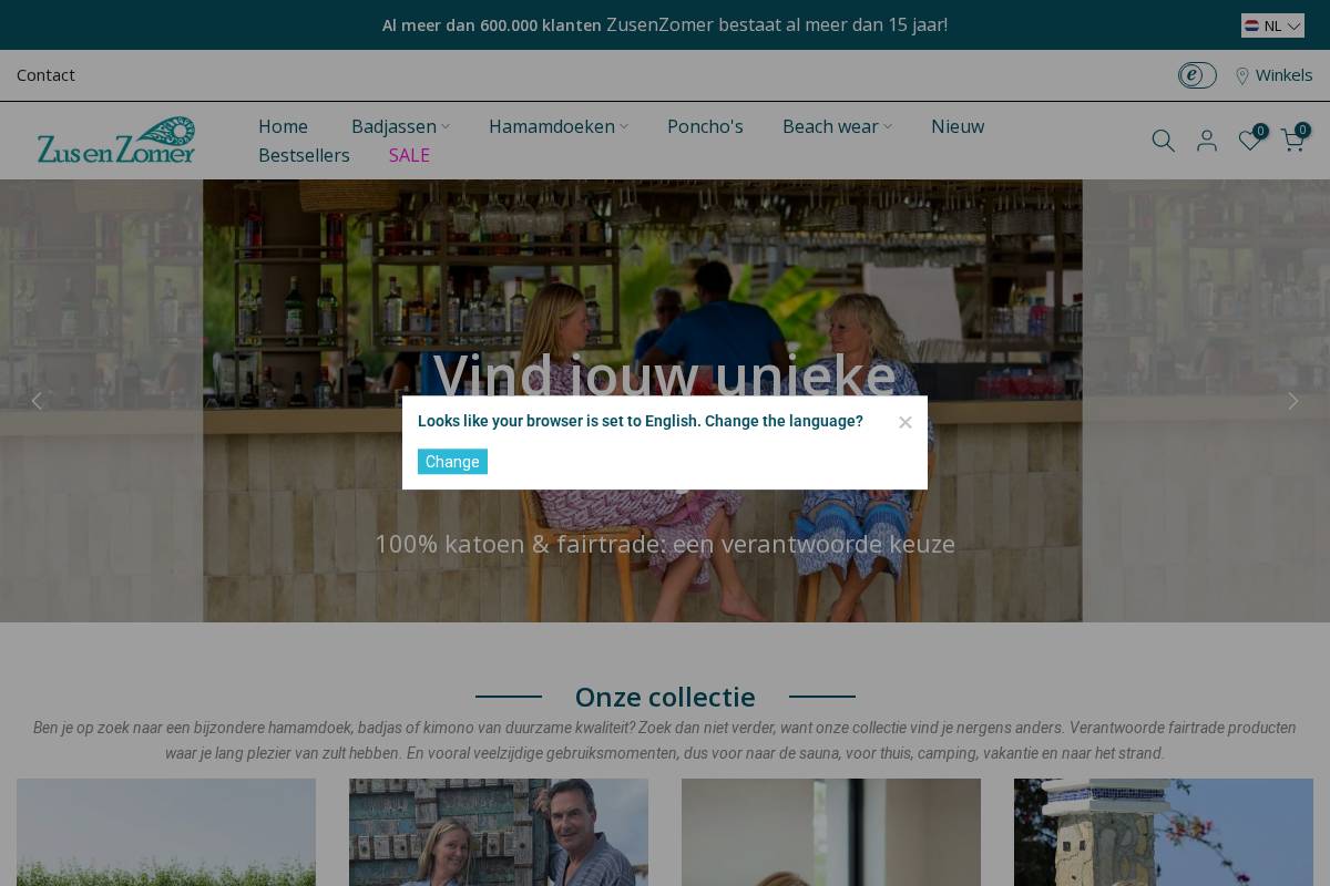 ZusenZomer homepage screenshot