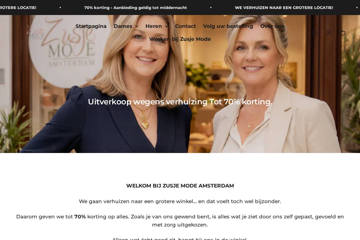 Zusjemode homepage screenshot