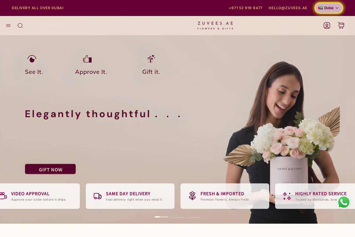 Zuvees homepage screenshot