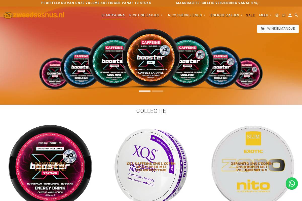 Zweedsesnus homepage screenshot