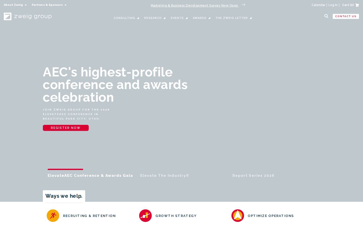 zweiggroup.com homepage screenshot