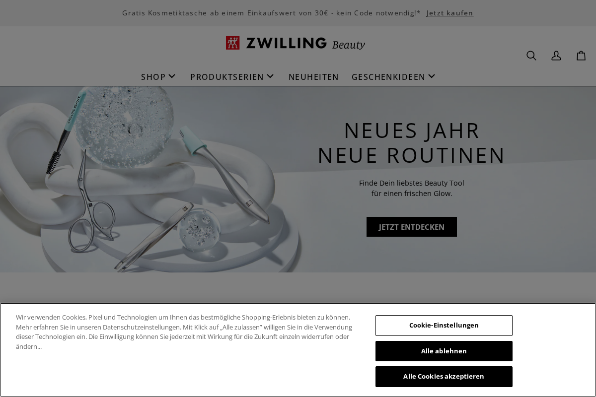 Zwilling Beauty homepage screenshot