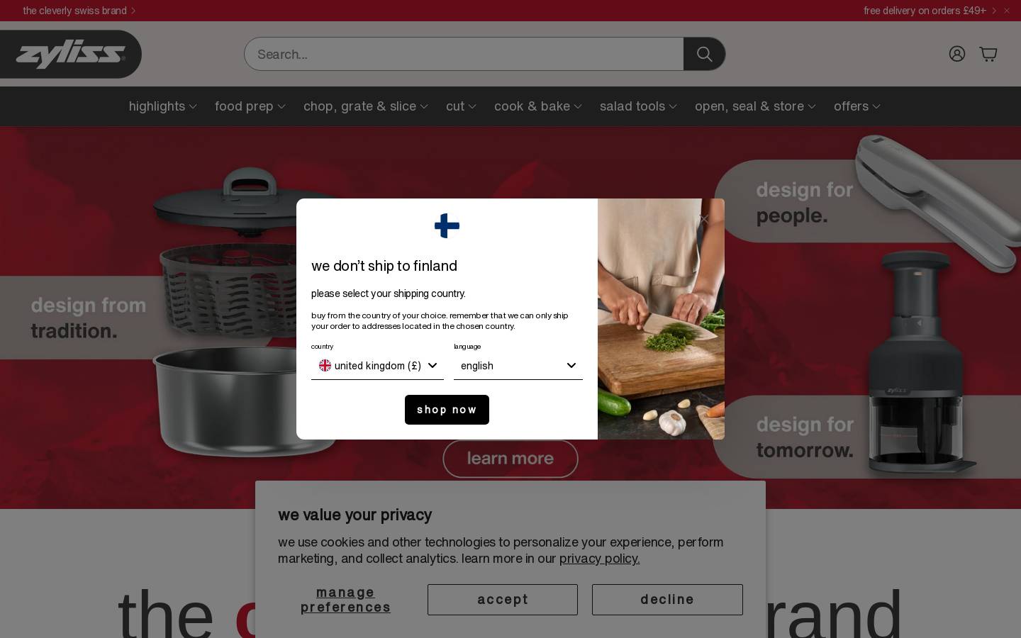 Zyliss UK homepage screenshot