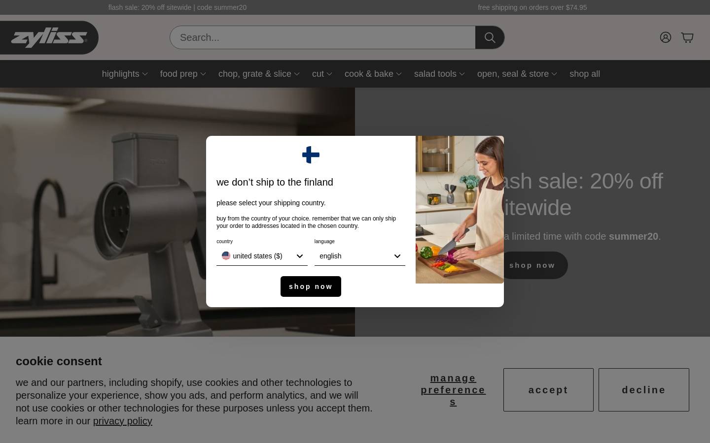 Zyliss USA homepage screenshot