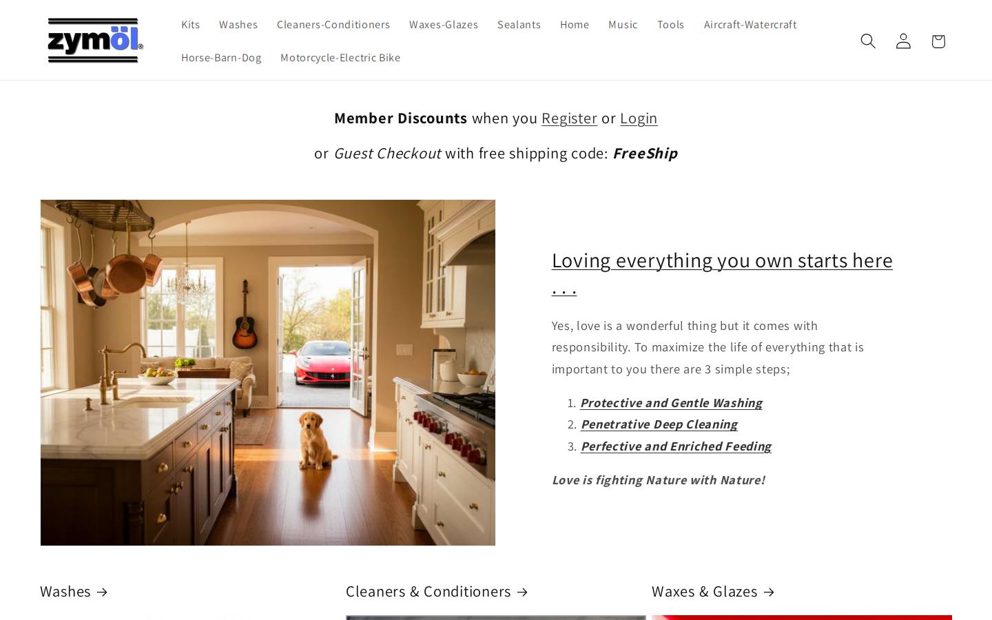 zymol.com homepage screenshot