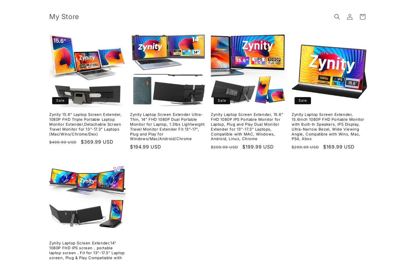 zynitystore.com homepage screenshot