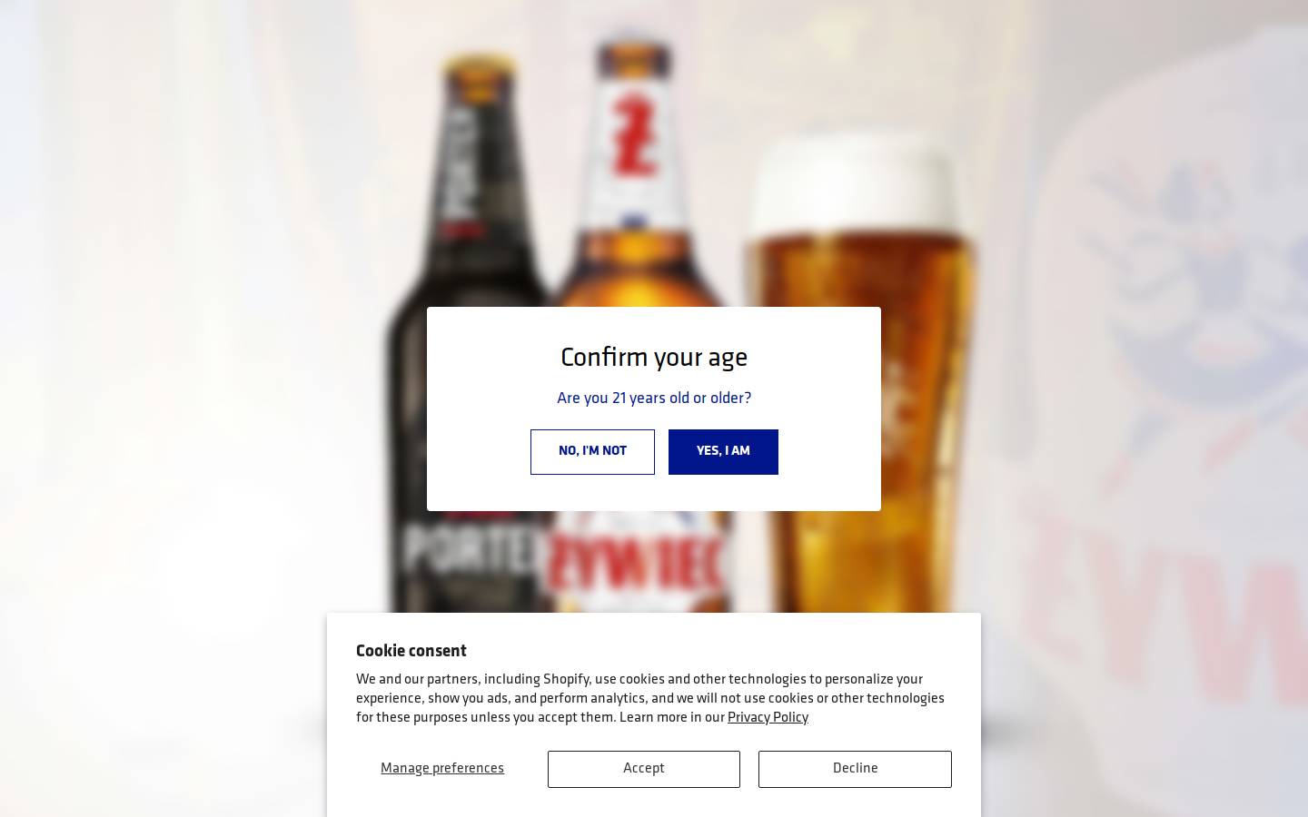 zywiecshop.com homepage screenshot