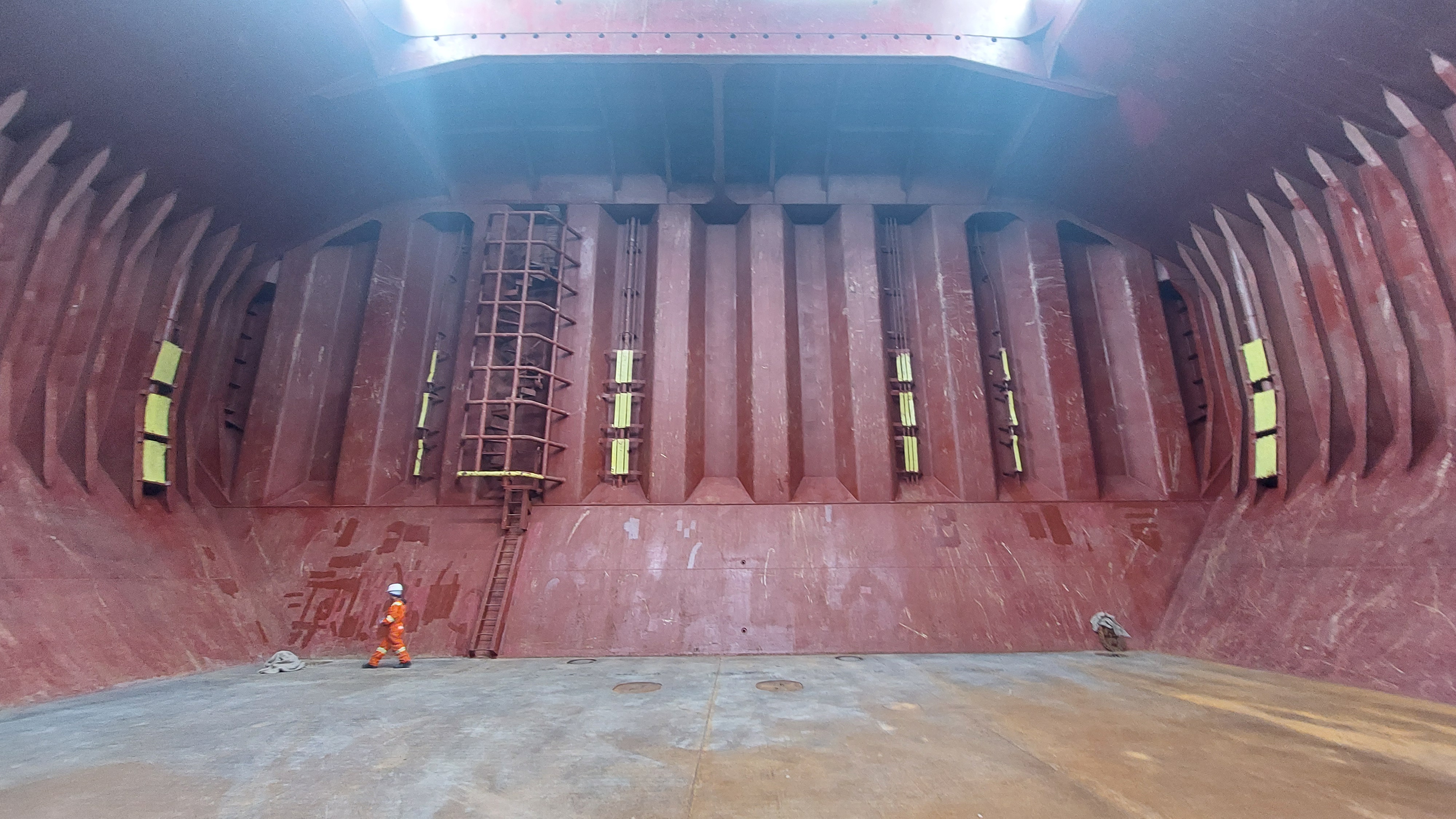 Hold inspaction. Cargo hold of bulk carrier before commencement of loading
