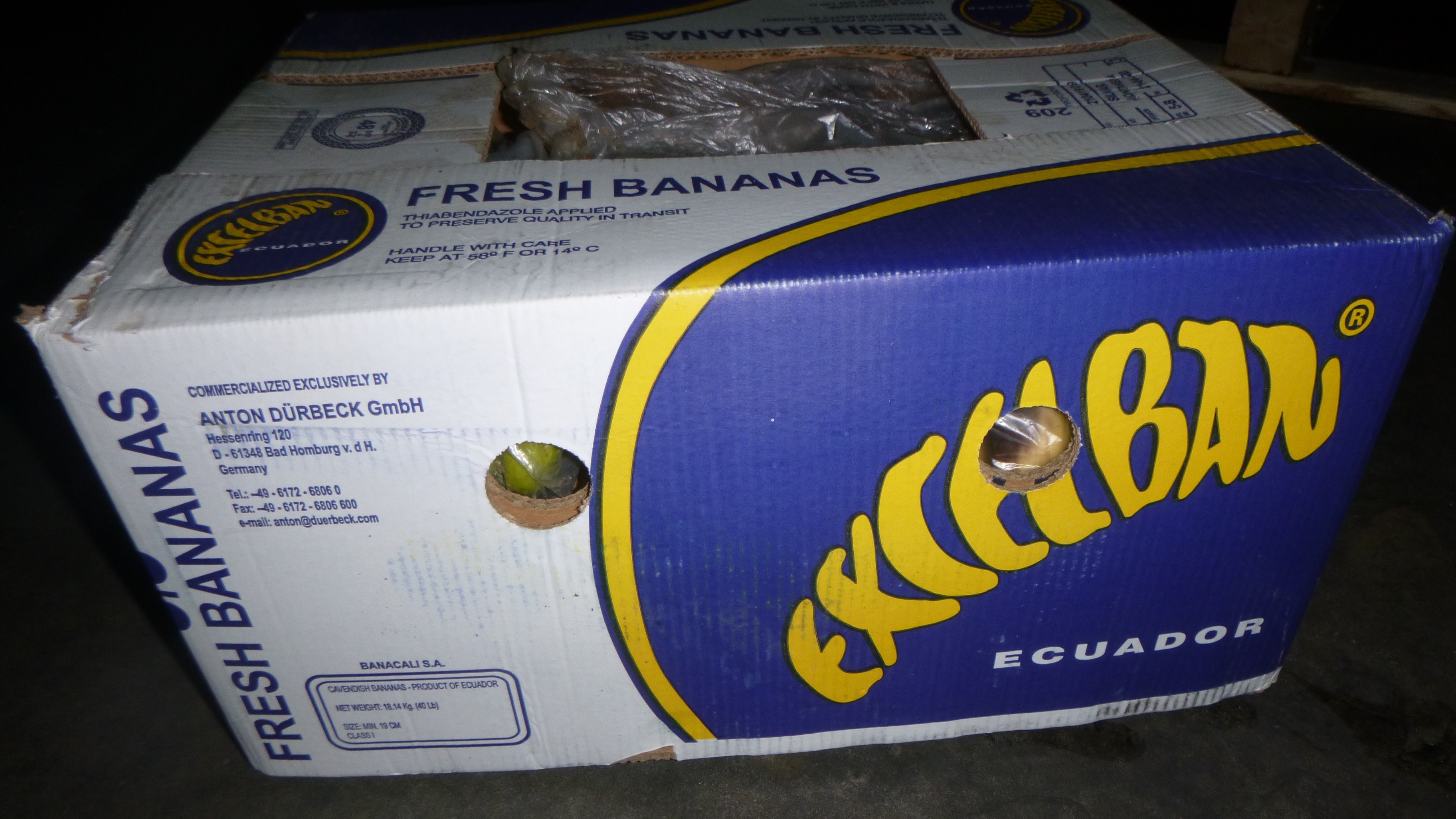 Random inspection of boxes with allegedly damaged bananas. Visual condition