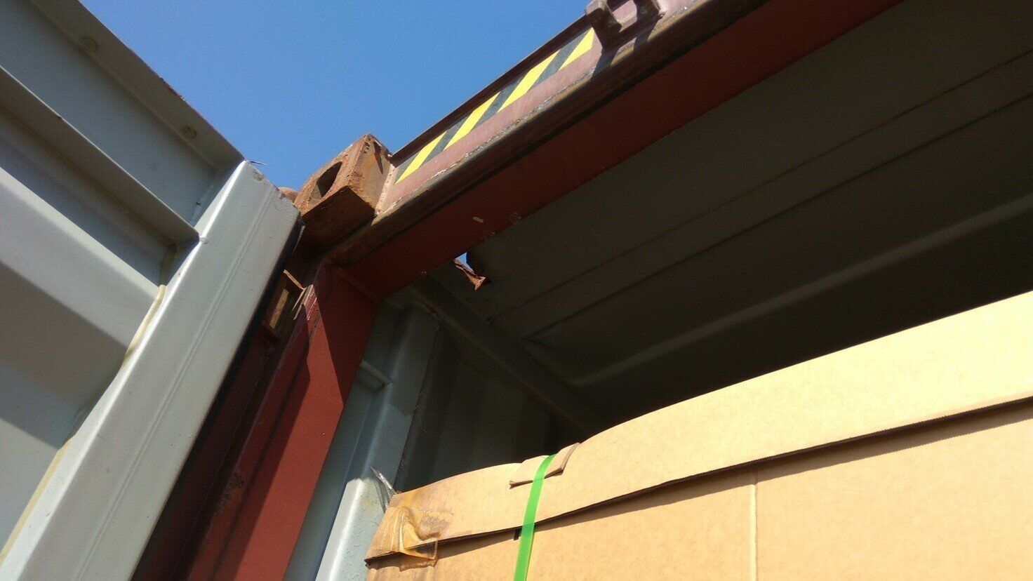 Damage to container. Hole at the top of container