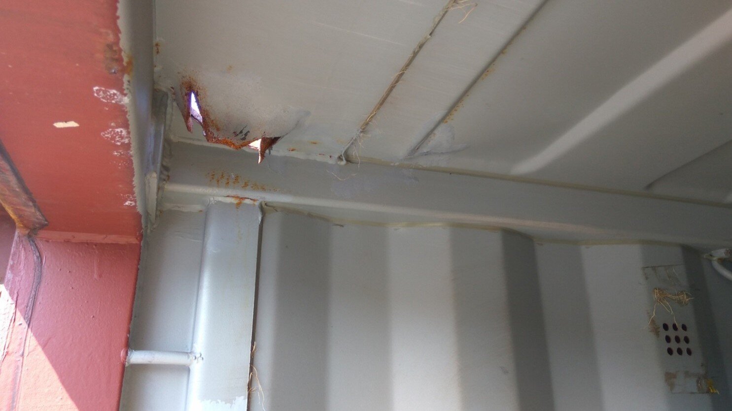 Damage to container. Hole at the top of container