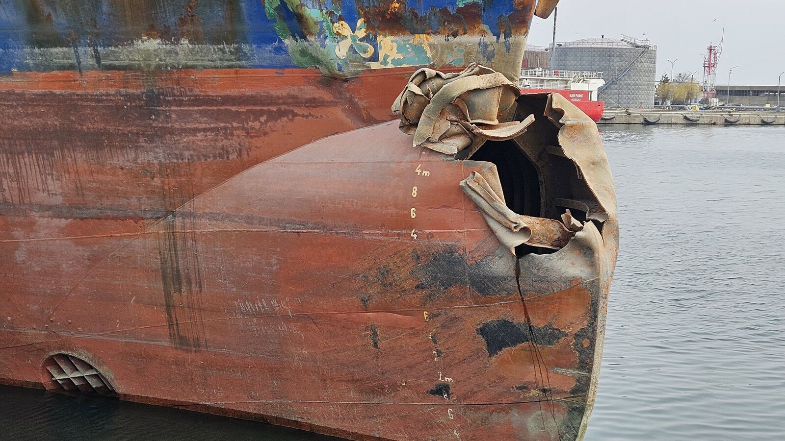 Damage Survey. Vessel's bow, affected area