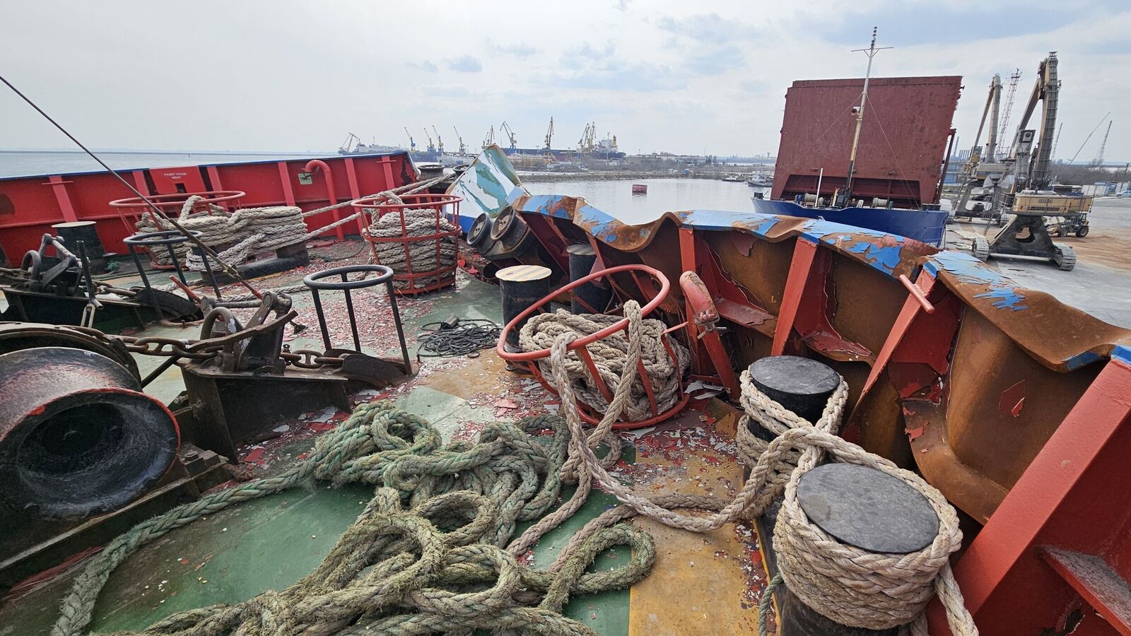 Damage Survey. Vessel's forecastle, affected area