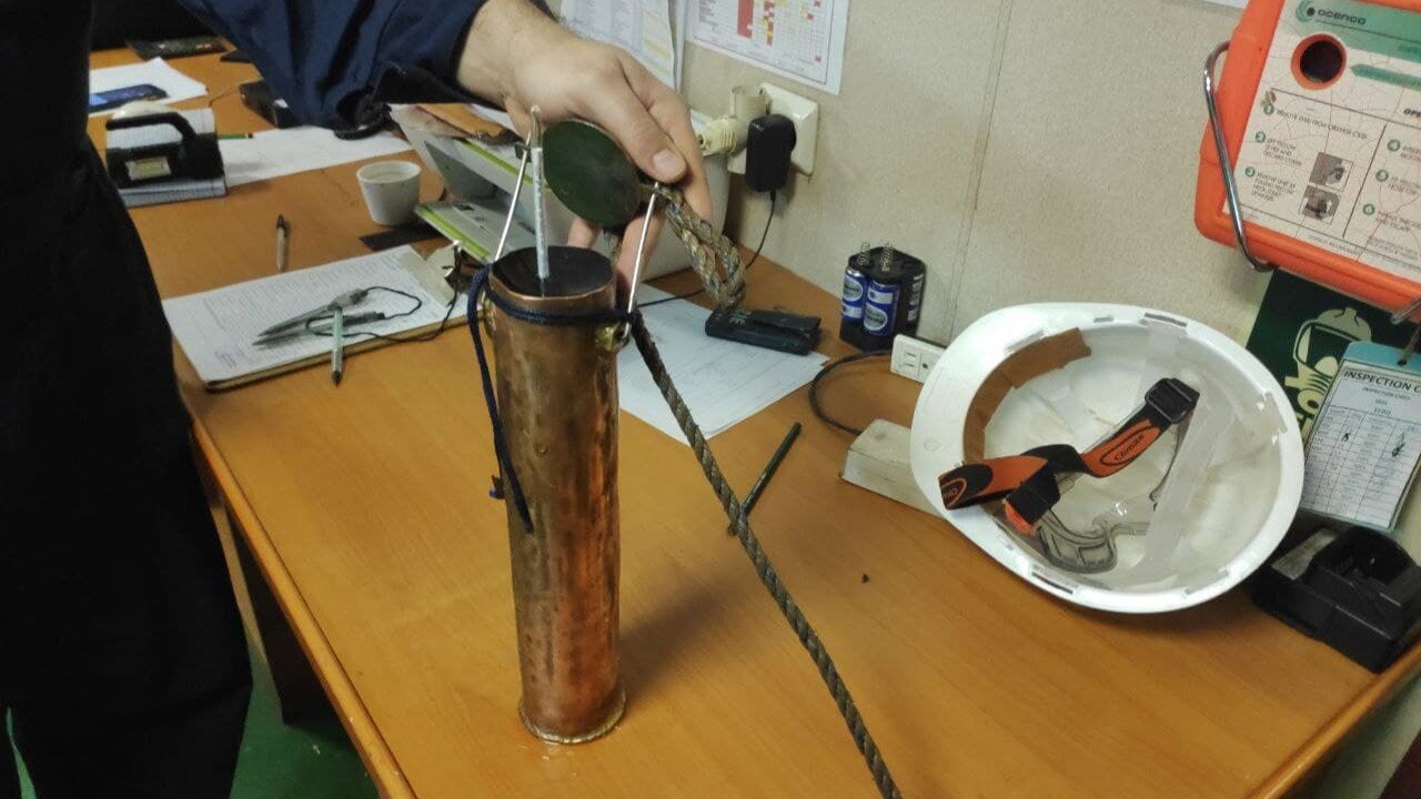 Sample of sea water and checking density