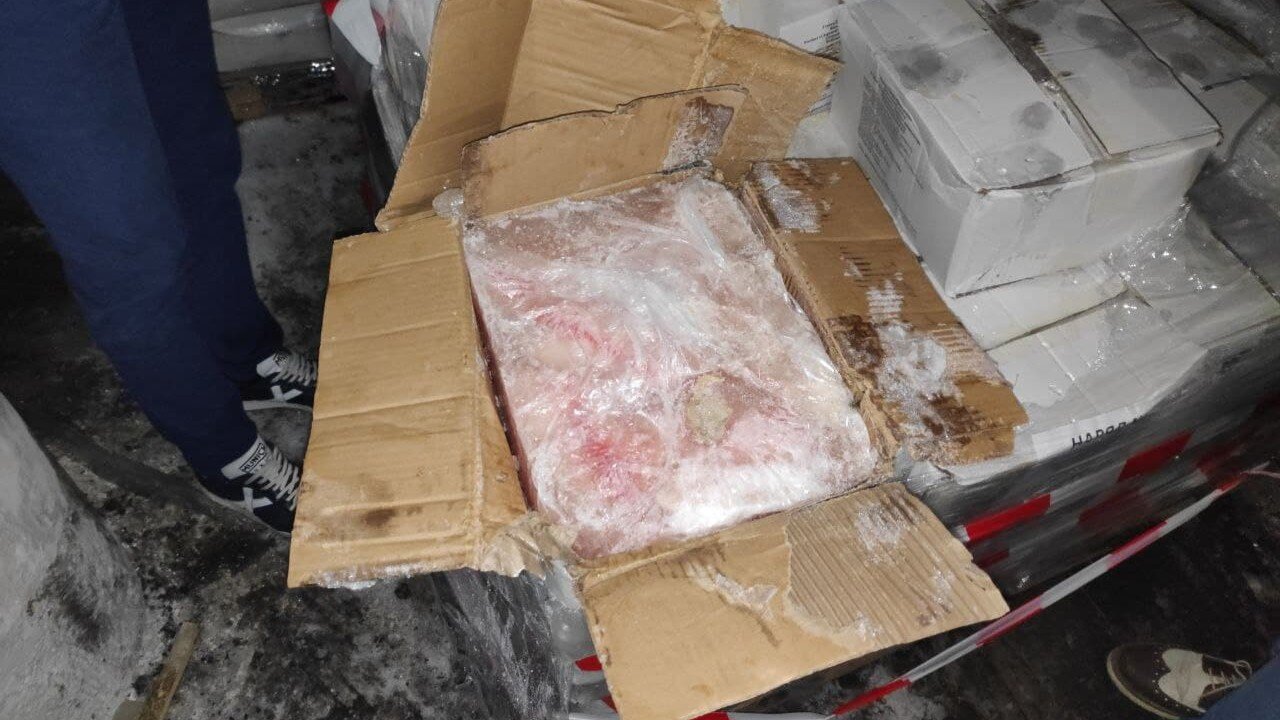 Random inspection of boxes with allegedly damaged frozen cargo. Visual condiotn